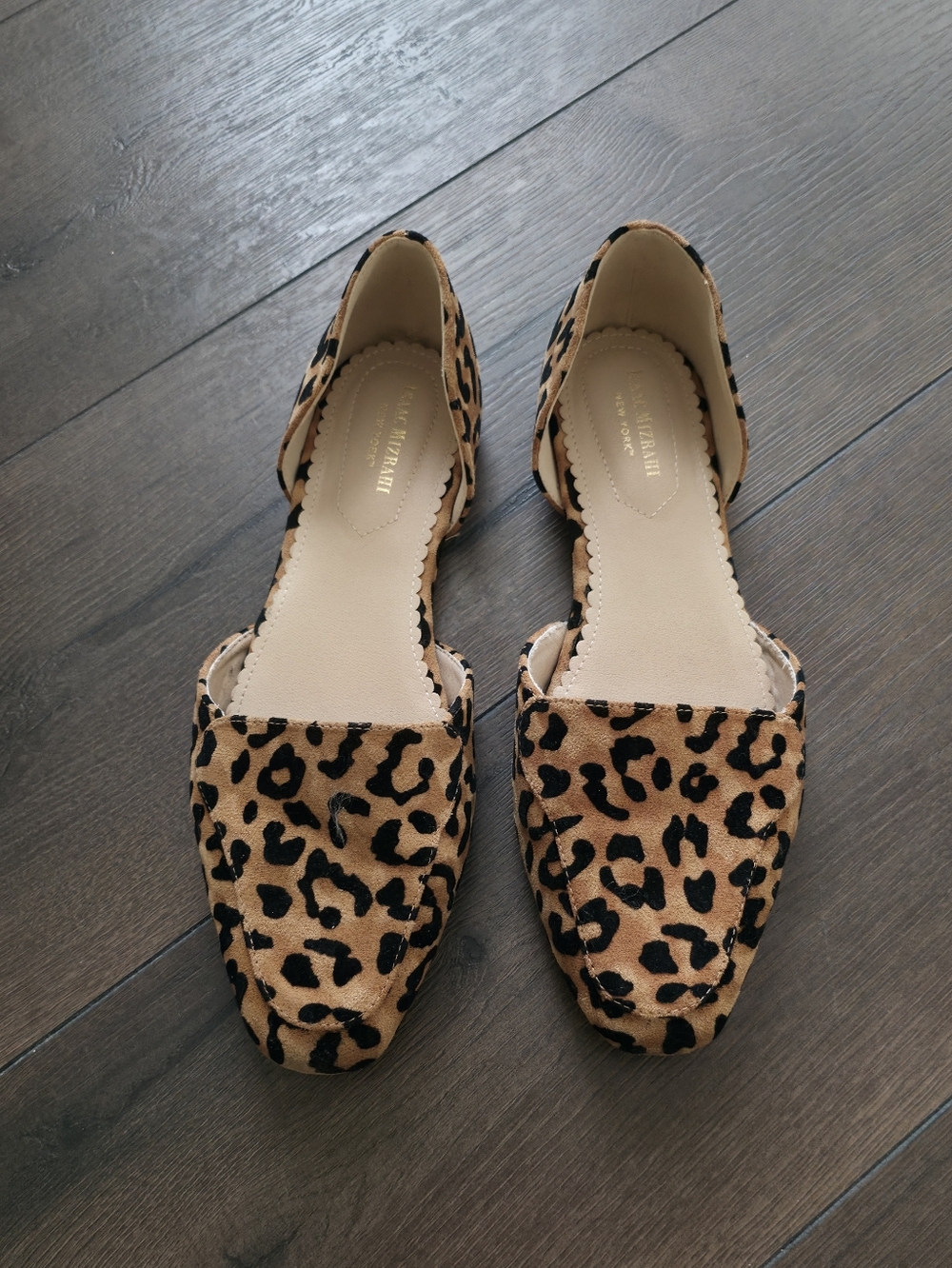 Isaac Mizrahi Leopard Print D'Orsay Flats - Tan and Black